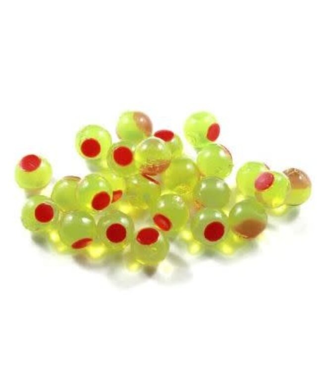 CLEARDRIFT SOFT BEADS - EMBRYO - 10MM - 24PK - CLEAR CHARTREUSE/RED DOT