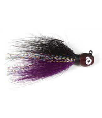 Challenger Lures Challenger Bucktail Jig 1/4oz Purple head / black thread / black / purple /rainbow tail (CJ14-15)