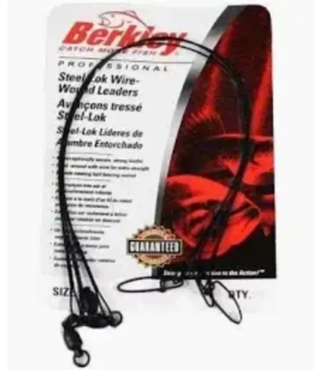 BERKLEY 9" STEELON LEADERS 30# 3/PK WIRE WOUND, BLACK