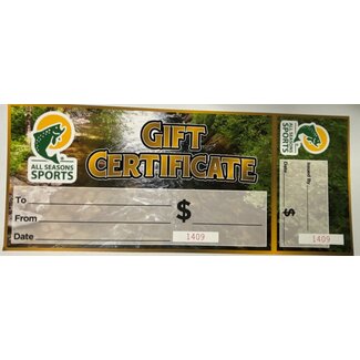 All Seasons Sports Inc Gift Certificates