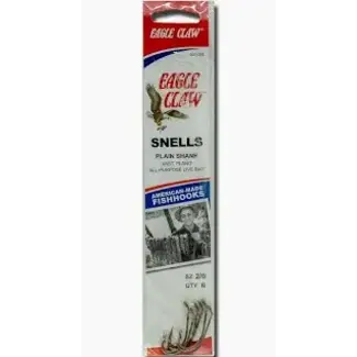 WRIGHT & MCGILL CO. EAGLE CLAW SZ-1 SINGLE SNELLED HOOK PLAIN SHANK BRONZE 6/pk (031H-1)
