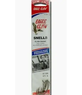 (031-1) EAGLE CLAW SZ-1 SINGLE SNELLED HOOK PLAIN SHANK BRONZE 6/pk