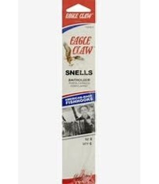 (139GE-4) Eagle Claw Snells Hooks 6Pk Sz4 Red Classic Baitholder