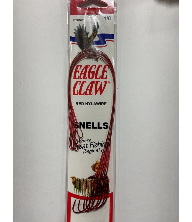 Eagle Claw (423RNW-1/0) NYLAWIRE BAITHOLDER 6" SNELL RED