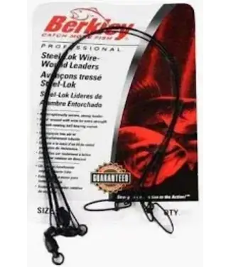 BERKLEY 6" STEELON 30# TEST WIRE WOUND BLACK STEEL LEADERS 3/PK