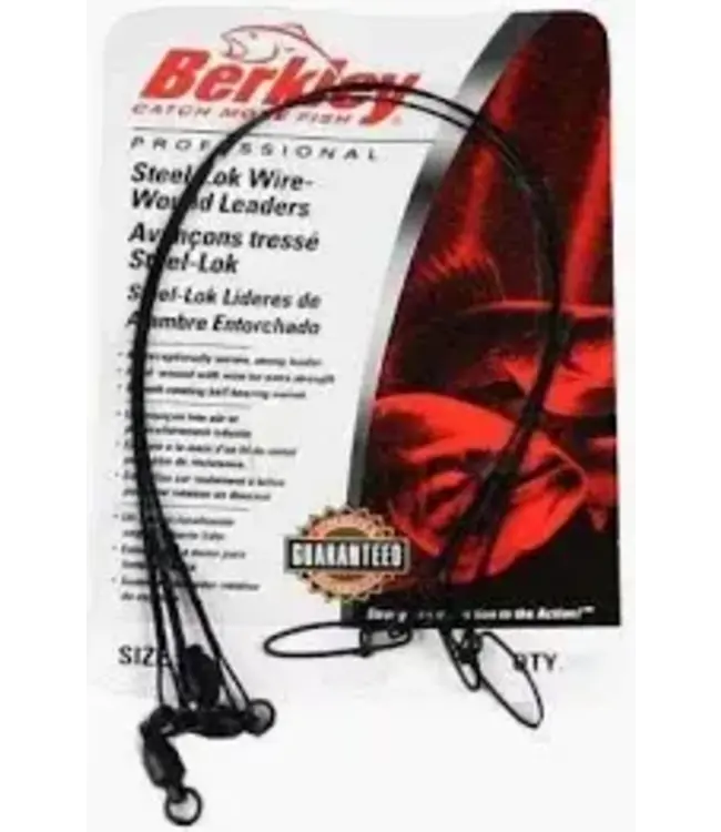 BERKLEY 6" STEELON 30# TEST WIRE WOUND BLACK STEEL LEADERS 3/PK