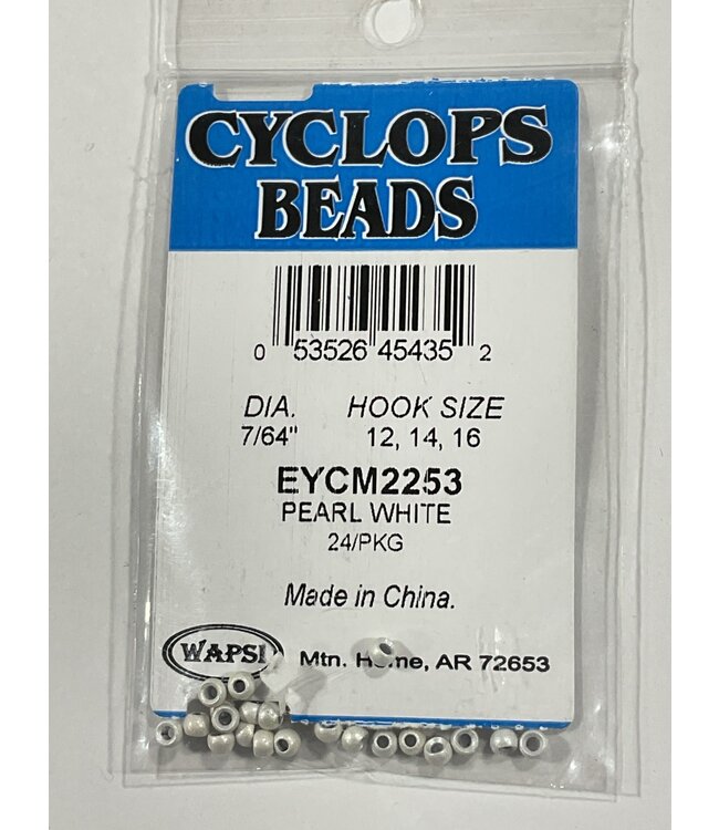 Wapsi (EYCM2253) PAINTED CYCLOPS BEADS, 7/64" PEARL WHITE