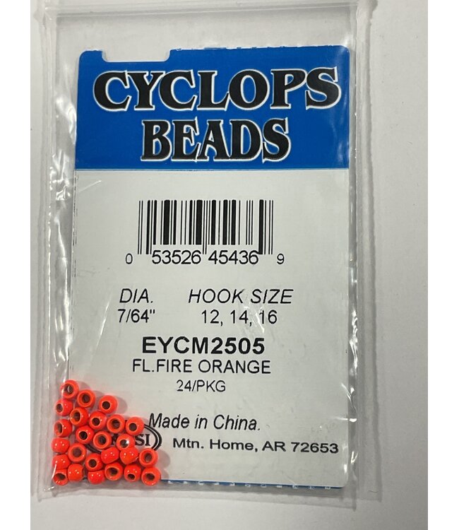 Wapsi (EYCM2505) PAINTED CYCLOPS BEADS, 7/64" FL FIRE ORANGE