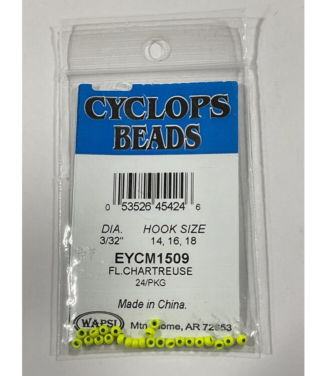 Wapsi (EYCM1509) PAINTED CYCLOPS BEADS, 3/32" FL CHARTREUSE