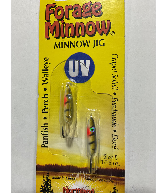 NORTHLAND UV FORAGE MINNOW JIG 1/16oz GREEN PERCH FMUVJ8-23