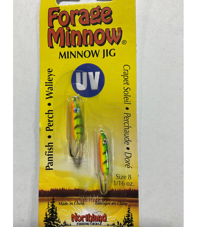 NORTHLAND FISHING TACKLE NORTHLAND UV FORAGE MINNOW JIG 1/16oz FIRETIGER FMUVJ8-22
