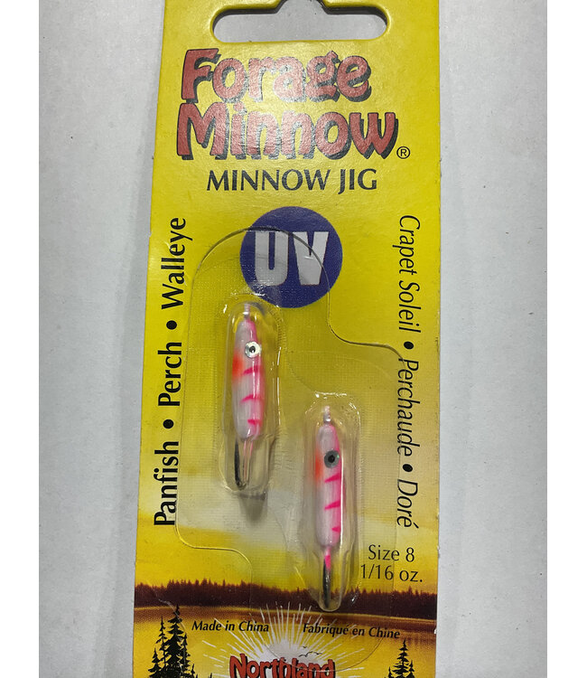 NORTHLAND FISHING TACKLE NORTHLAND UV FORAGE MINNOW JIG 1/16oz PINK TIGER FMUVJ8-26