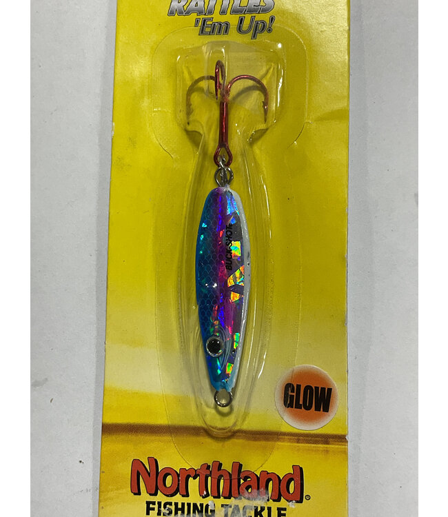 NORTHLAND FISHING TACKLE NORTHLAND BUCK-SHOT RATTLE SPOON 3/8oz SG RAINBOW BRS5-25