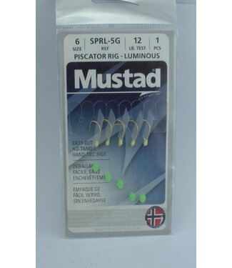 Mustad Mustad Piscator Bait Rig, Glow Beads, White/Fl. Red sz6