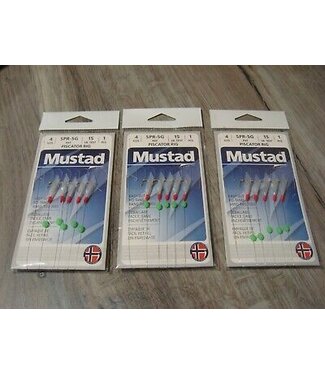 Mustad Mustad Piscator Bait Rig, Glow Beads, White/Fl. Red sz4