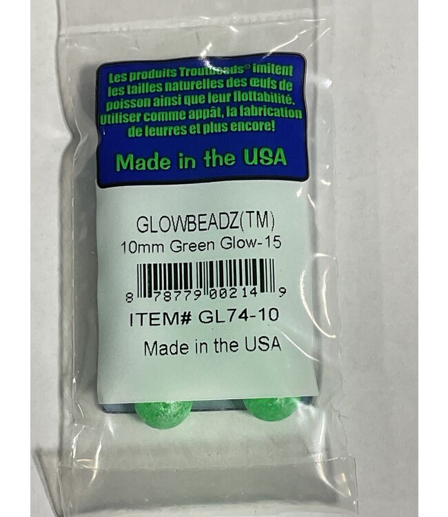 Trout Beads Glow Green Glow 10MM