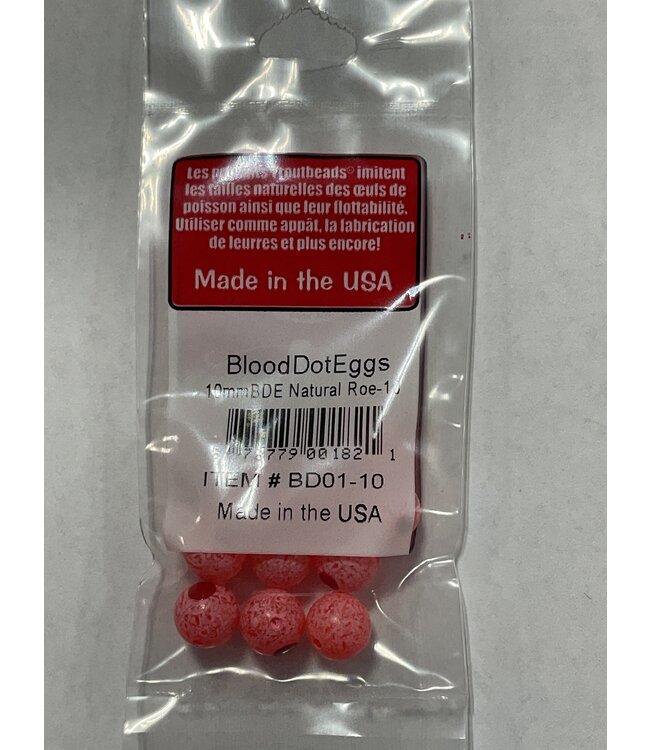 Trout Beads 10 Natural Roe (Blood Dot)