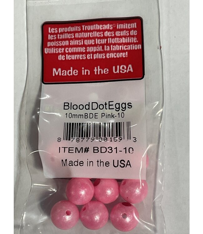 TroutBeads BloodDotEggs 10 10mm Pink