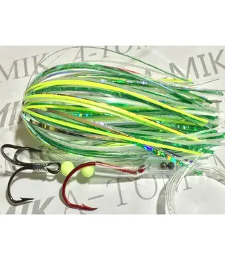 A-TOM-MIK MFG. T-180 A-TOM-MIK TOURNAMENT RIGGED TROLLING FLY UV GREEN HAMMER