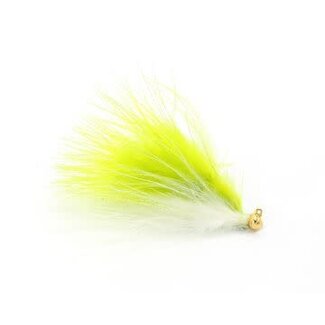 Challenger Lures CHALLENGER MARABOU JIG 1/64oz GOLD HEAD /CHART WHITE BODY /FLASH