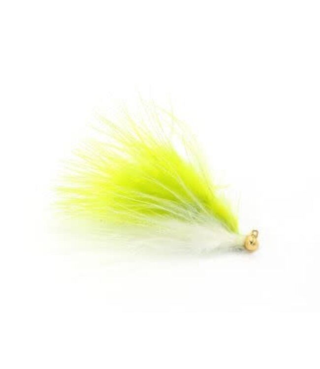 Challenger Lures CHALLENGER MARABOU JIG 1/64oz GOLD HEAD /CHART WHITE BODY /FLASH