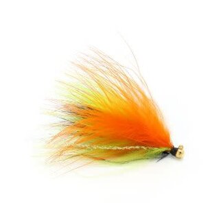 Challenger Lures CHALLENGER MARABOU JIG 1/64oz GOLD HEAD /BLACK CHART ORANGE BODY /FLASH