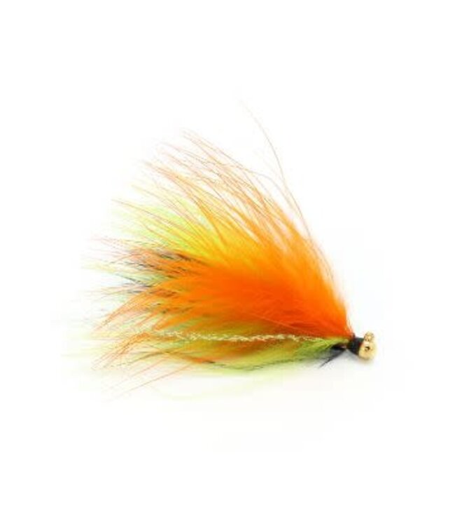 Challenger Lures CHALLENGER MARABOU JIG 1/64oz GOLD HEAD /BLACK CHART ORANGE BODY /FLASH