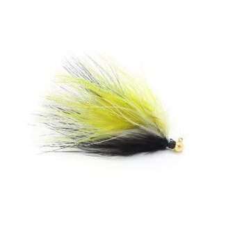 Challenger Lures CHALLENGER MARABOU JIG 1/64oz GOLD HEAD /OLIVE BLACK WHITE BODY /FLASH