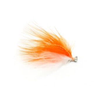 Challenger Lures CHALLENGER MARABOU JIG 1/64oz NICKEL HEAD / ORANGE WHITE BODY /FLASH