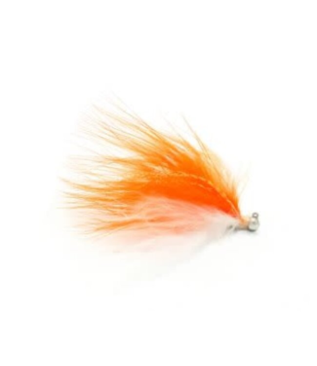 Challenger Lures CHALLENGER MARABOU JIG 1/64oz NICKEL HEAD / ORANGE WHITE BODY /FLASH