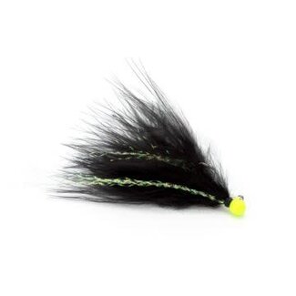 Challenger Lures CHALLENGER MARABOU JIG 1/64oz CHART HEAD /BLACK BODY /FLASH