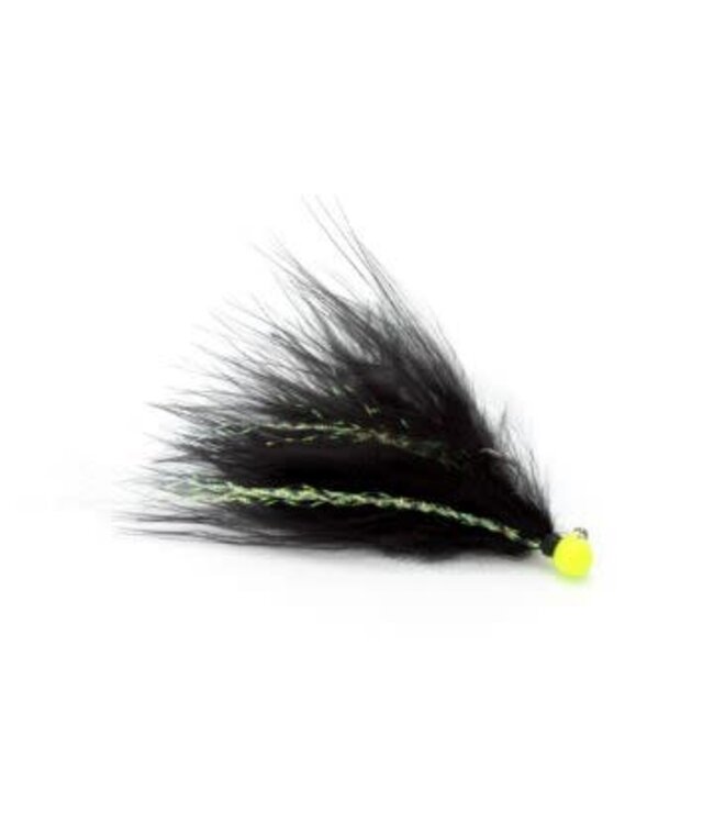 Challenger Lures CHALLENGER MARABOU JIG 1/64oz CHART HEAD /BLACK BODY /FLASH