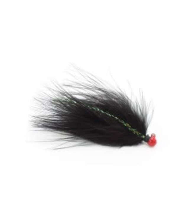 Challenger Lures CHALLENGER MARABOU JIG 1/64oz RED HEAD /BLACK BODY /FLASH
