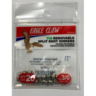 Eagle Claw EAGLE CLAW SZ-3/0 NON-LEAD TIN REMOVABLE SPLIT-SHOT SINKERS 20/BAG