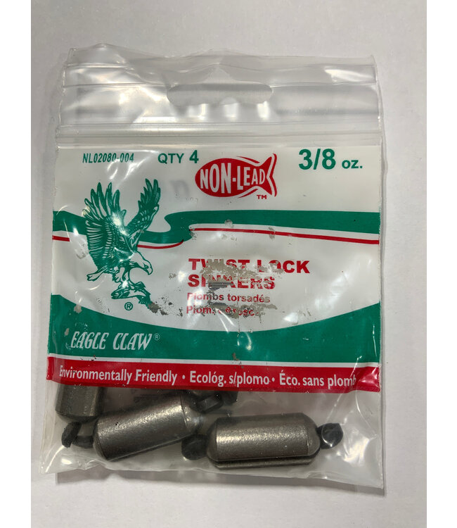 Eagle Claw EAGLE CLAW 3/8 OZ TWIST LOCK SINKER SZ 1  NON-LEAD