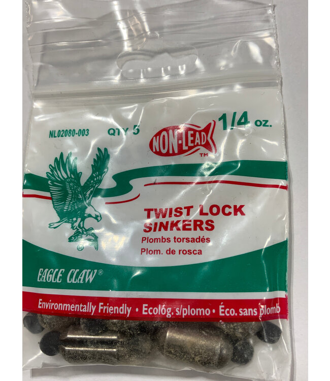 Eagle Claw EAGLE CLAW 1/4 OZ TWIST LOCK SINKER SZ 0  NON-LEAD