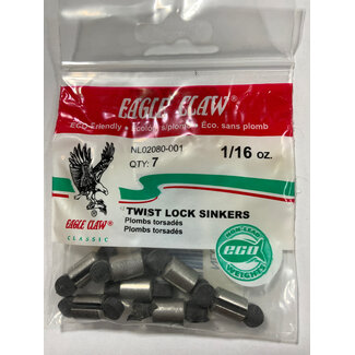 Eagle Claw EAGLE CLAW 1/16 OZ NON LEAD TWIST LOCK SINKERS