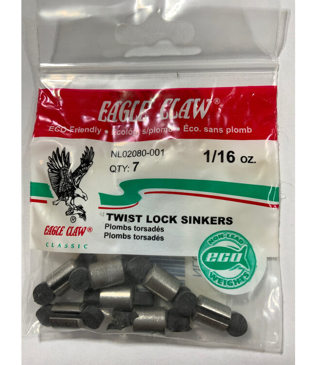 Eagle Claw EAGLE CLAW 1/16 OZ NON LEAD TWIST LOCK SINKERS