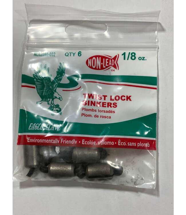 Eagle Claw EAGLE CLAW 1/8 OZ TWIST LOCK SINKER SZ 00  NON-LEAD