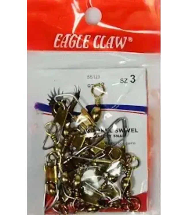 Eagle Claw EAGLE CLAW BARREL SWIVELS W/SAFETY SNAP SZ 3 20PK