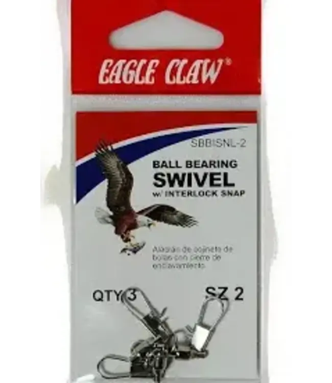 Eagle Claw EAGLE CLAW BALL BEARING SWIVEL W/INTERLOCK SNAP-2  NICKEL 3PK