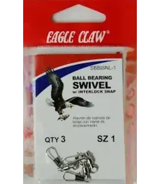 Eagle Claw EAGLE CLAW BALL BEARING SWIVEL W/INTERLOCK SNAP-1  NICKEL 3PK