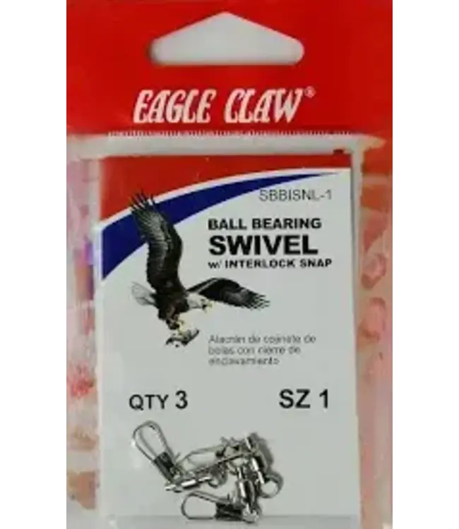 Eagle Claw EAGLE CLAW BALL BEARING SWIVEL W/INTERLOCK SNAP-1  NICKEL 3PK