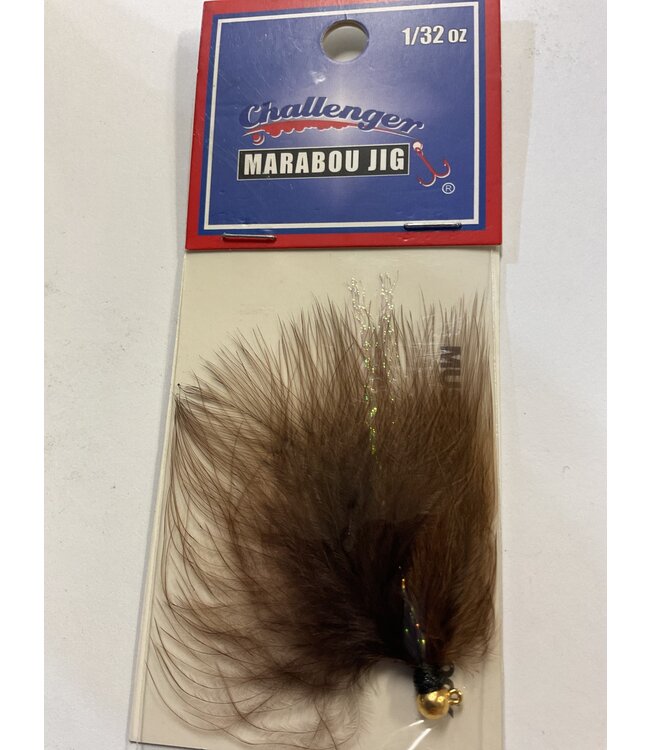 Challenger Lures CHALLENGER MARABOU JIG GOLD HEAD BROWN BODY W/FLASH 1/32oz