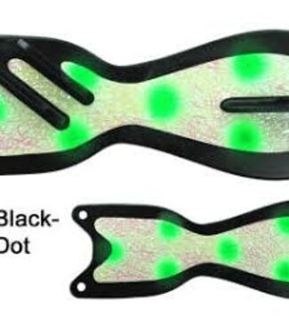 DREAMWEAVER LURE COMPANY DREAMWEAVER 8" SPIN DOCTOR - BLACK/GREEN DOT (SD70040-8)