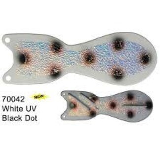 DREAMWEAVER LURE COMPANY DREAMWEAVER SPIN DOCTOR  FLASHER 8" WHITE UV BLACK DOT (SD70042-8)