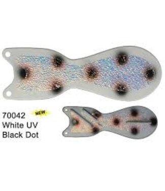 DREAMWEAVER LURE COMPANY DREAMWEAVER SPIN DOCTOR  FLASHER 8" WHITE UV BLACK DOT (SD70042-8)