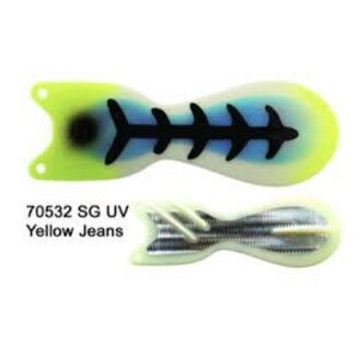 DREAMWEAVER LURE COMPANY DREAMWEAVER SPIN DOCTOR FLASHER 8" S.G. UV YELLOW JEANS (SD70532-8)
