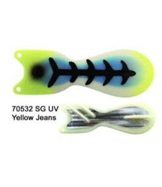 DREAMWEAVER LURE COMPANY DREAMWEAVER SPIN DOCTOR FLASHER 8" S.G. UV YELLOW JEANS (SD70532-8)