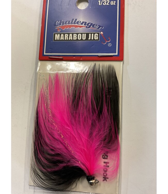 Challenger Lures CHALLENGER MARABOU JIG NICKEL HEAD BLACK PINK BODY W/FLASH 1/32oz